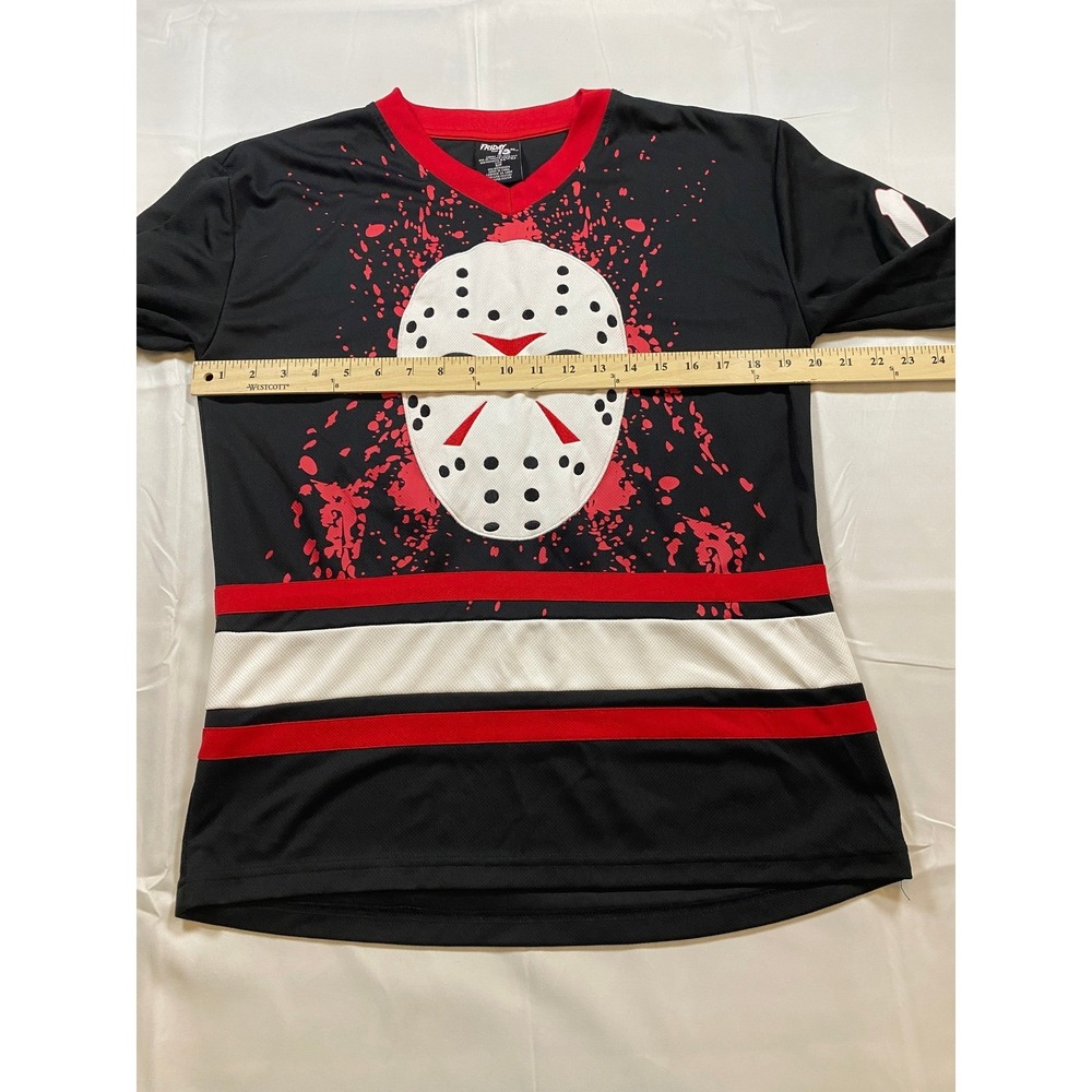 Friday the‎ 13th Jason Voorhees Hockey Jersey Black Red White Size S P - Picture 11 of 13
